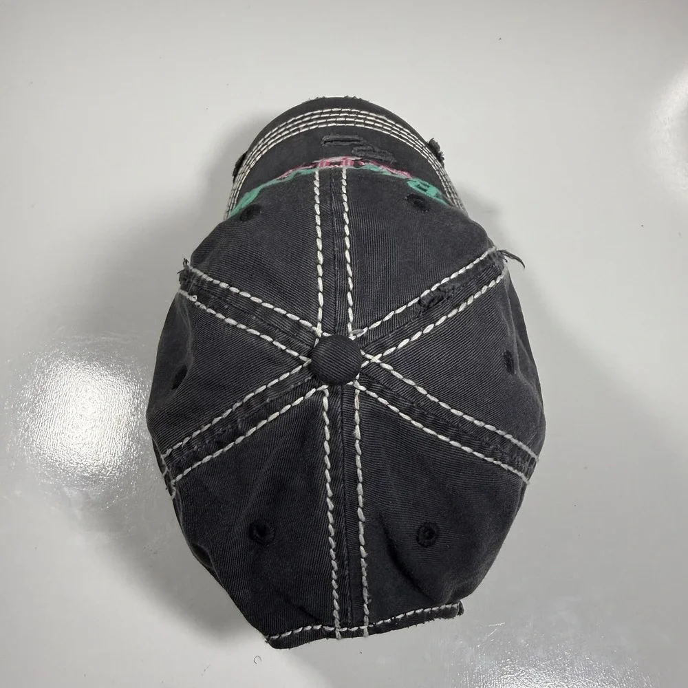 Distressed Charcoal Baseball Mom Hat Teal Pink Embroidered Cap Adjustable Gray